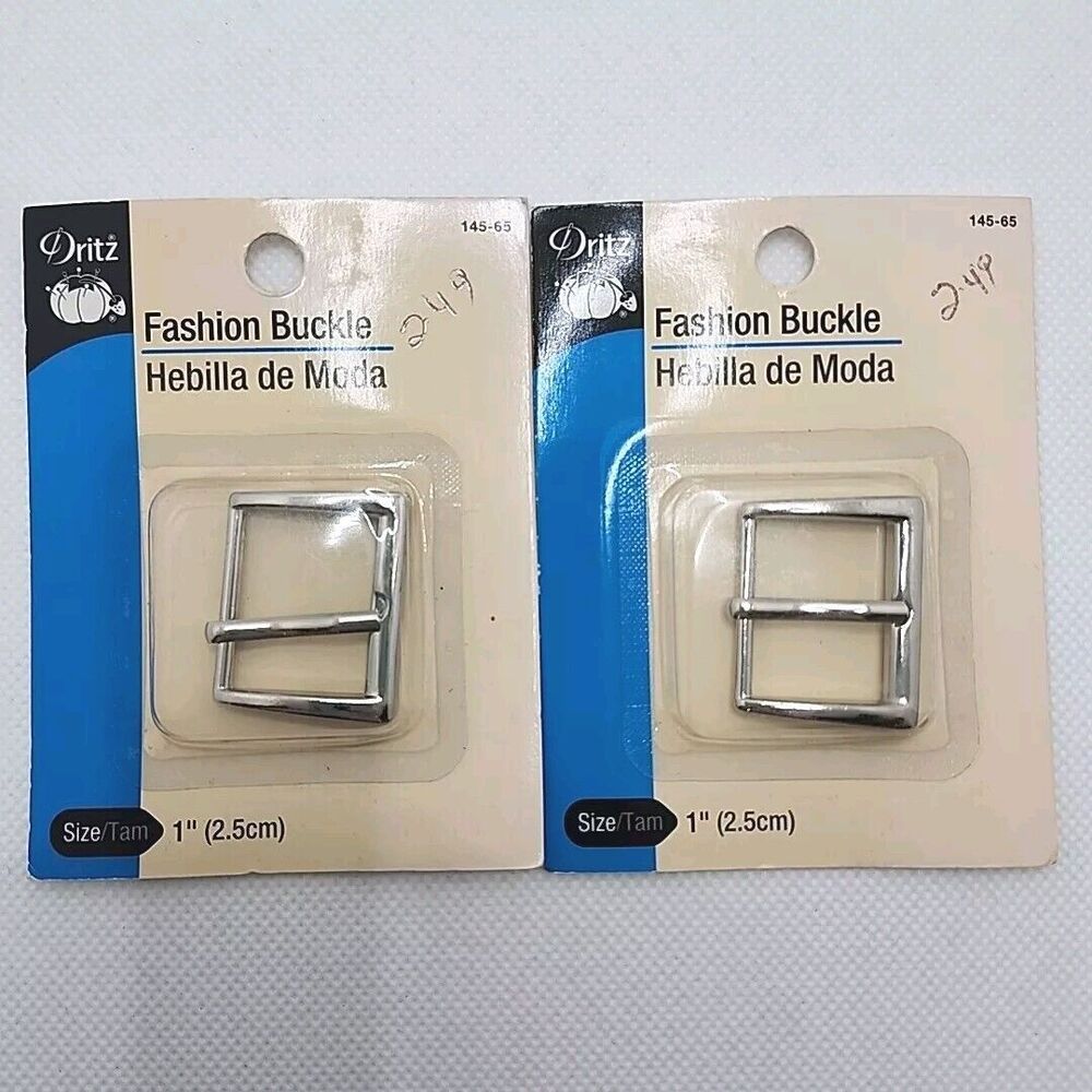 Lot Of 2 Dritz 1" Silvertone Fashion Buckles 145-65 -Belts, Accents, Bags, Totes
